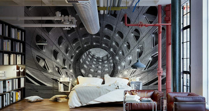 Muralo Fototapete 3D Effekt 150 x 225 cm Vlies Wand Tapete Tunnel Abstraktion Optische Täuschung 3D