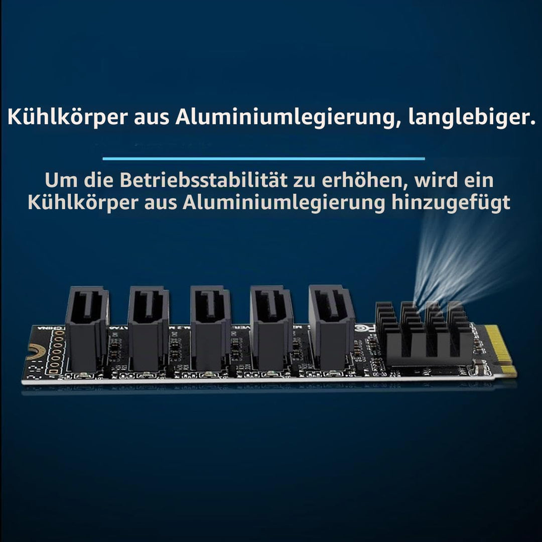 ChenYang 5 Ports M.2 auf SATA Adapter, M Key NVME 1 auf 5 SATA 3.0 Port Erweiterungskarte mit JMB585