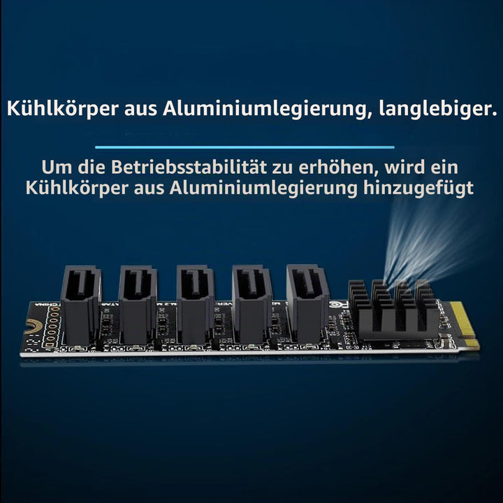 ChenYang 5 Ports M.2 auf SATA Adapter, M Key NVME 1 auf 5 SATA 3.0 Port Erweiterungskarte mit JMB585