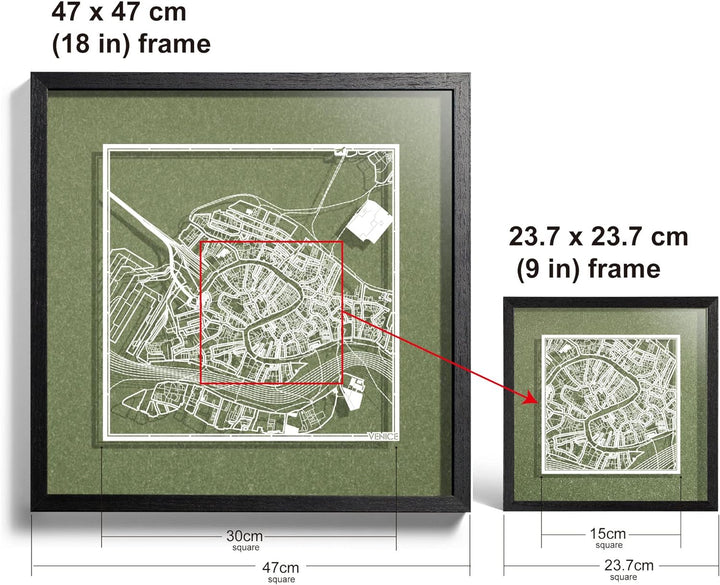 O3 DESIGN STUDIO - Marco de Papel para mapas, 22,8 x 22,8 cm, en Caja de Regalo, Fondo, autocambiant