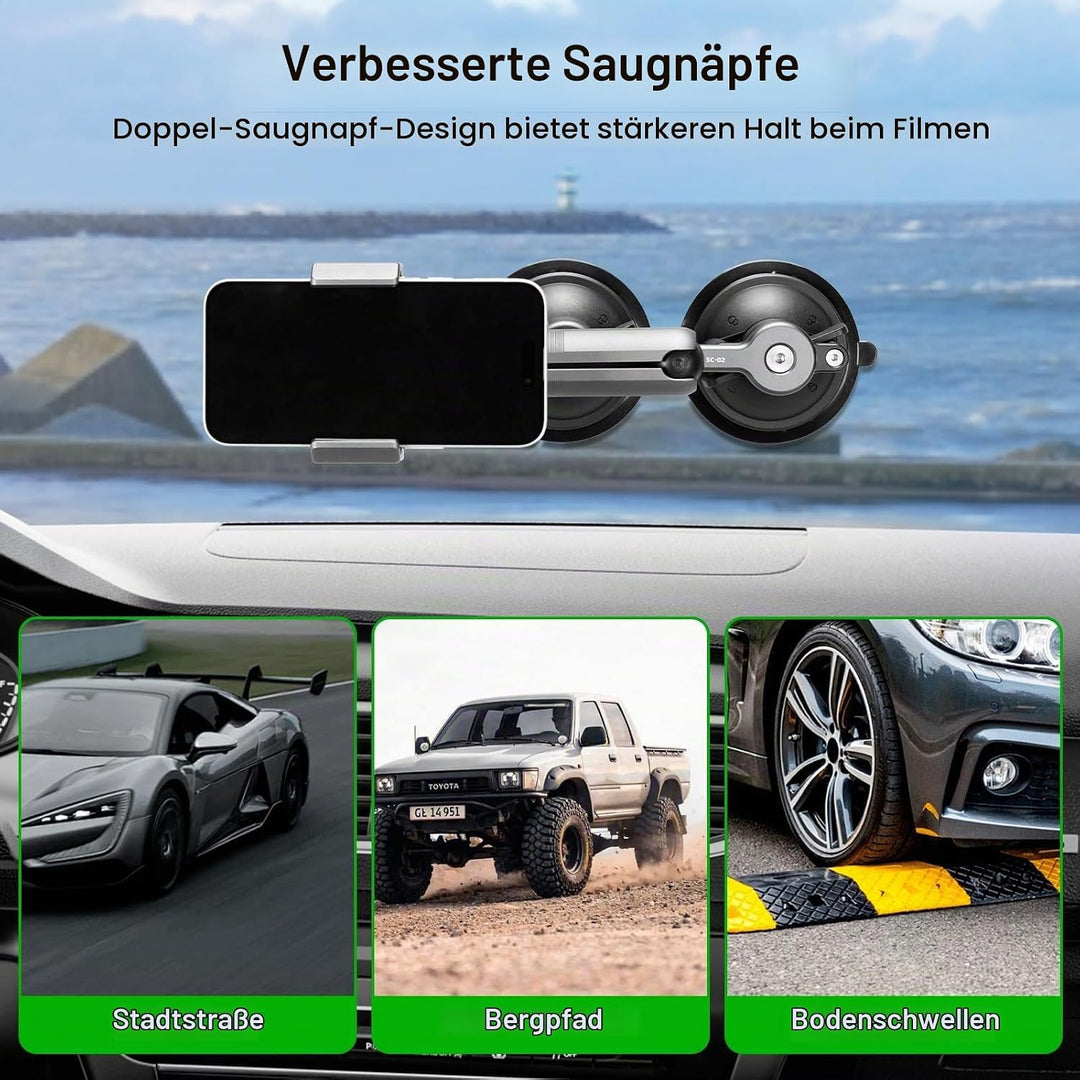 FANAUE Twist Lock Saugnapf Basis mit 1-Zoll-Kugel-Adapter kompatibel mit RAM Mount B Grösse Doppelso