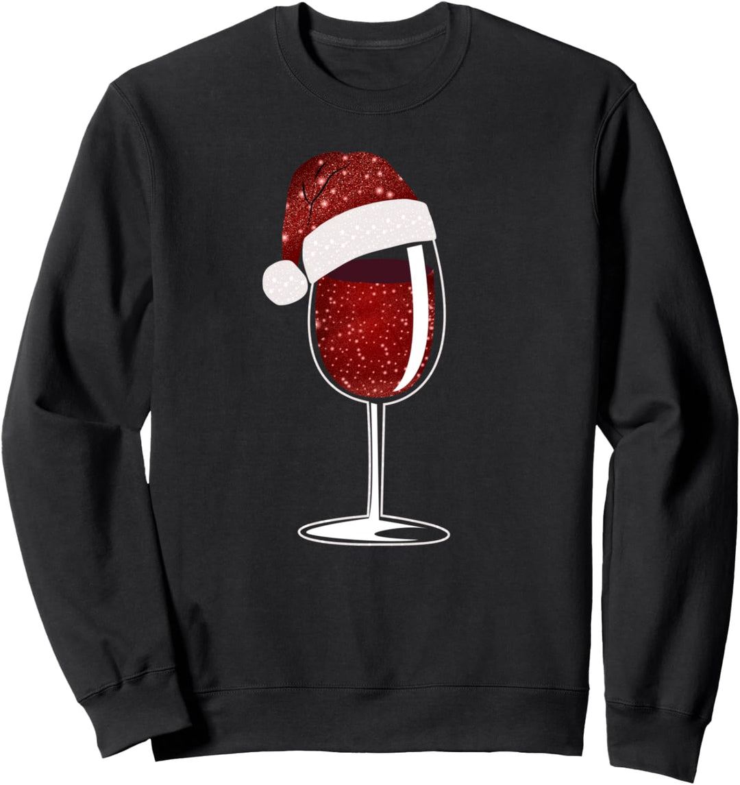 Weinglas Mit Rotwein Und Weihnachts Mütze Wein Sweatshirt