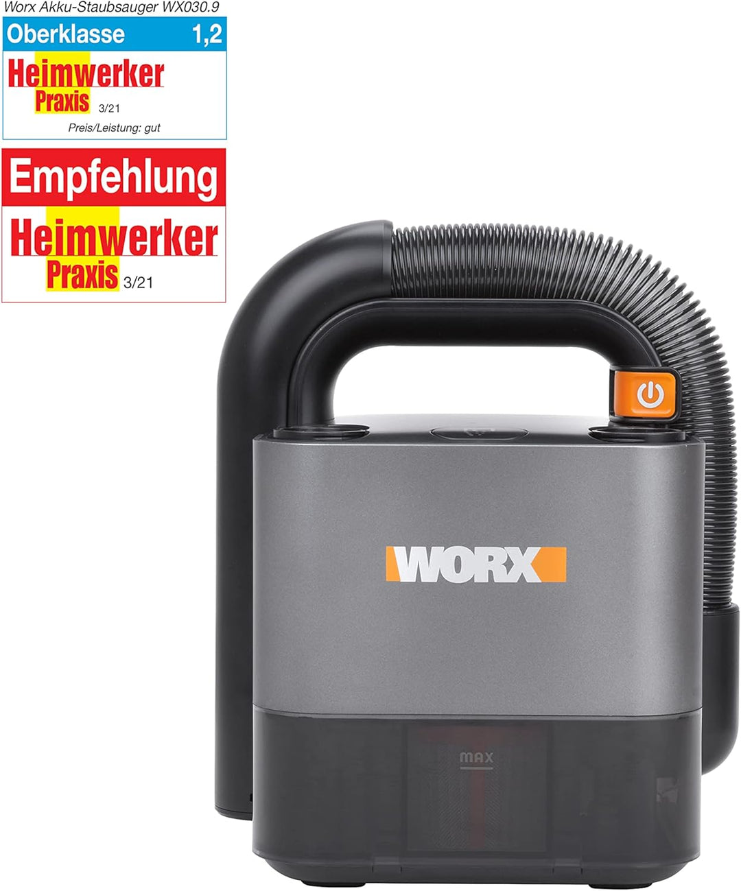 WORX WX030.9 Max Akku Autostaubsauger - beutelloser Hand-Staubsauger - 20V - mit Fugendüse und Kombi