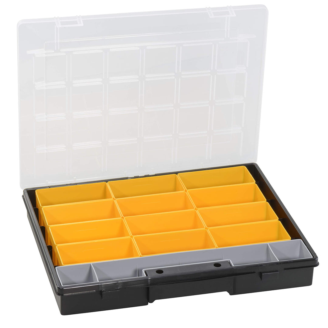 Allit 457201 Sortimentskasten EuroPlus Flex 37-15, 13 lose Einsätze, 15 Fächer, Sortierkasten, Schra