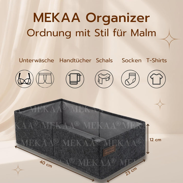 Schubladen Organizer by MEKAA® - Für Kommode & Kleiderschrank - 3er-Set - Passend Für MALM - Schubla