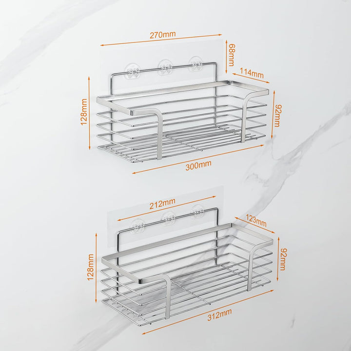 Ibergrif M34036A Duschablage ohne Bohren, 2 Stück Rostfreie Badezimmer Organizer, Badregal Edelstahl