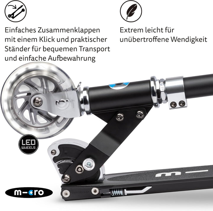 Micro Sprite LED Roller Jungen Mädchen 5-12 Jahre Schwarz, Schwarz