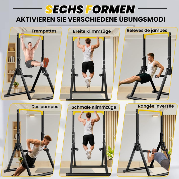DOBESTS Faltbar Power Tower Dip Station Klimmzugstange Freistehend Höhenverstellbar Multifunktional