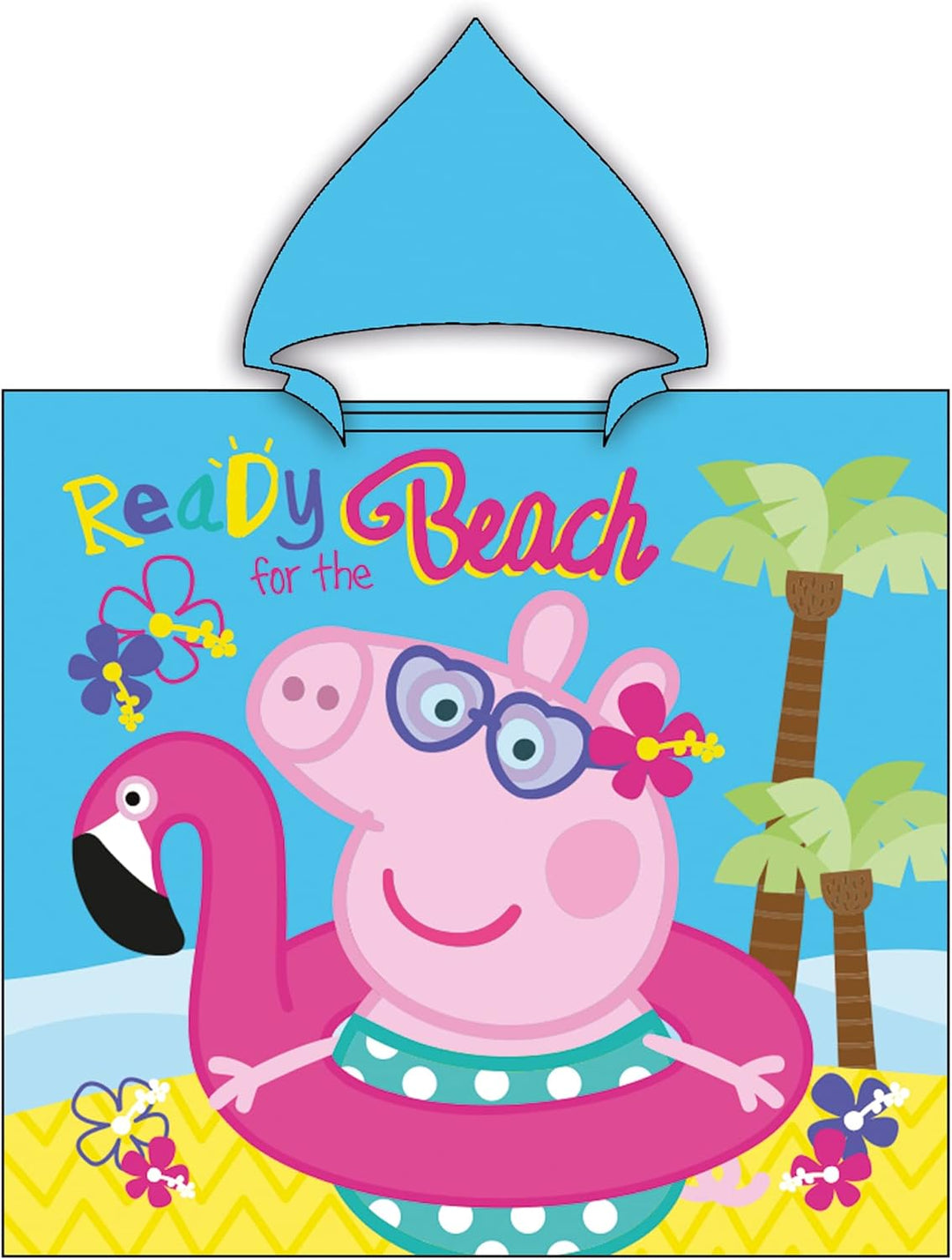 Peppa Wutz Pig Kinder Kapuzen Bade-Poncho Beach 60 x 120 cm 100% Baumwolle Veloursqualität Sunny Pon