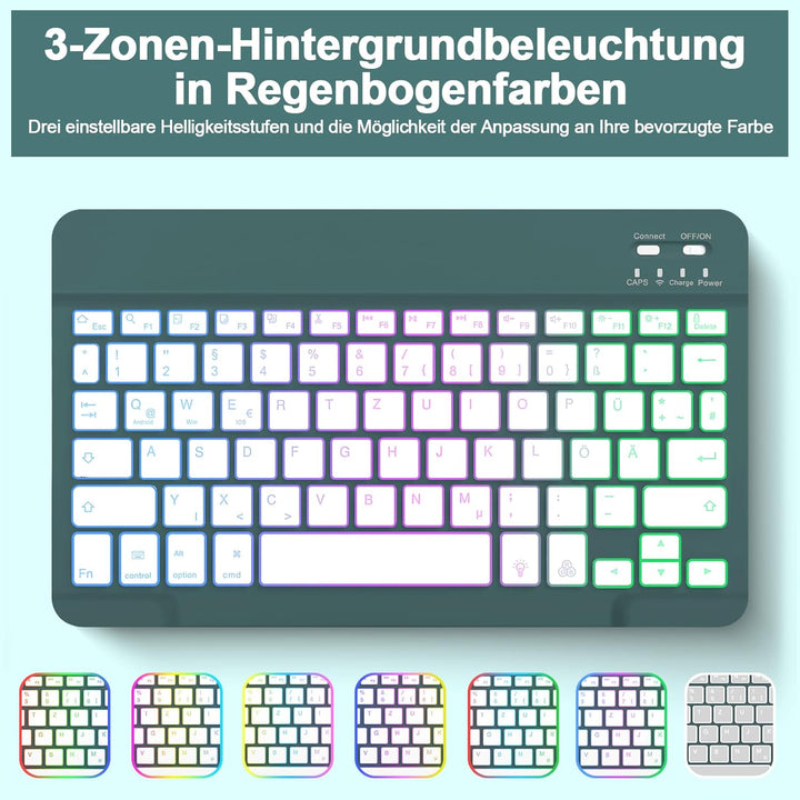 Bettdow für Samsung Galaxy Tab S9 FE 2023 Tastatur Hülle, QWERTZ Layout Abnehmbarer Beleuchtete Tast