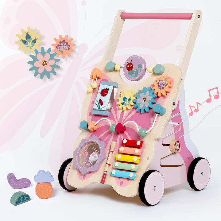 Giant bean Lauflernwagen Holz für Mädchen und Jungen,Schmetterlingsform Baby Lauflernhilfe, Baby Wal