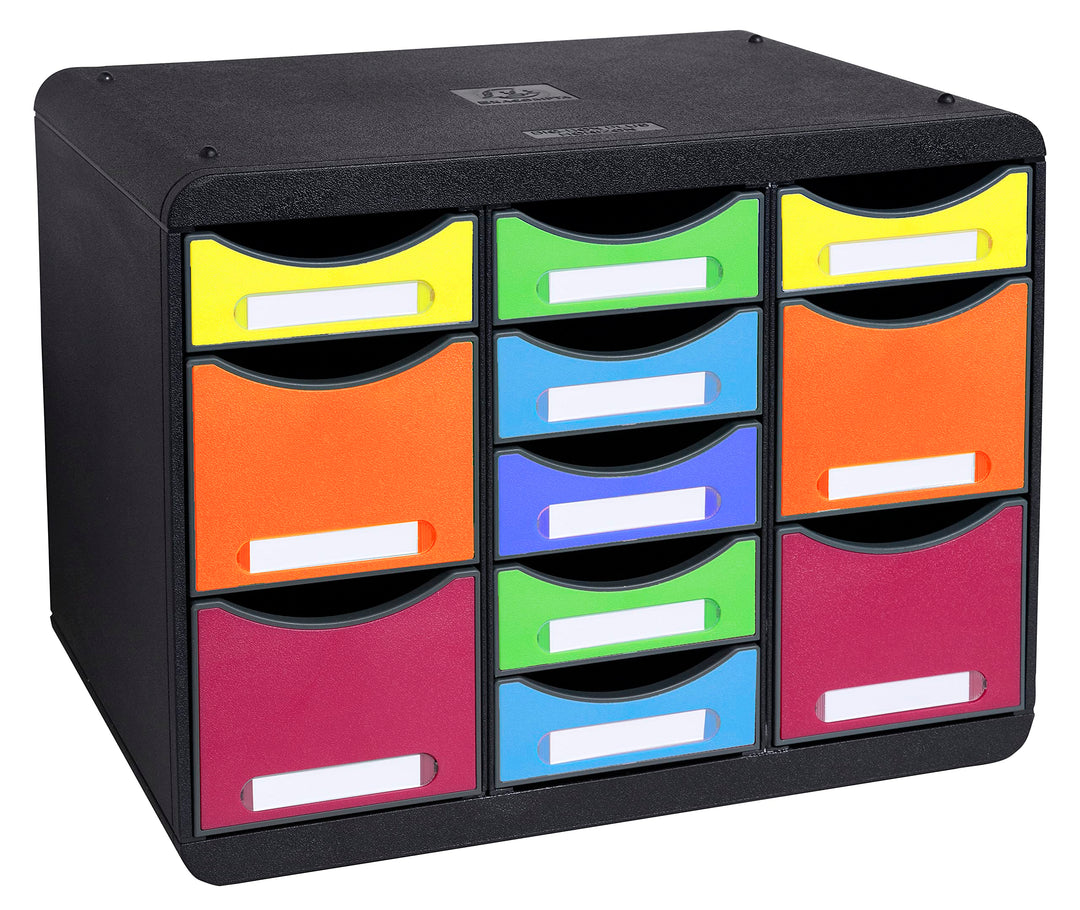 Exacompta 313798D Ablagebox Iderama aus Recycling-Kunststoff mit 11 individuell platzierbaren Schubl