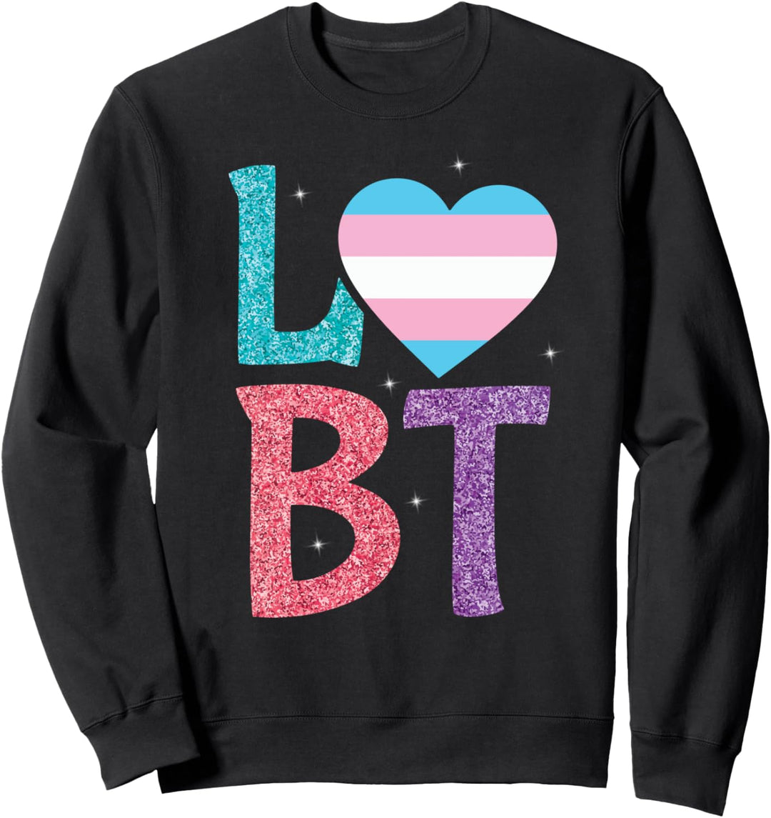 Trans-gender LGBT-Q Cute Heart Pride Flag Ally Sweatshirt