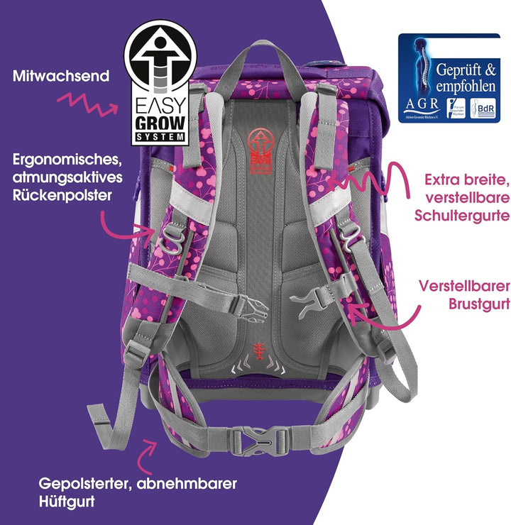 Step by Step Schulranzen-Set SPACE Shine, 5-teilig, ergonomischer Tornister mit Reflektoren, höhenve