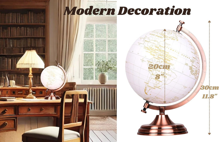 Exerz 20cm Globus Golden Farbe Metallisch - Pädagogische, Geografische, Moderne Desktop-Dekoration -