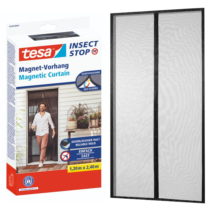 tesa INSECT STOP Magnetvorhang XL - 2,4 m x 1,2 m Anthrazit 120 cm x 240 cm, 120 cm x 240 cm
