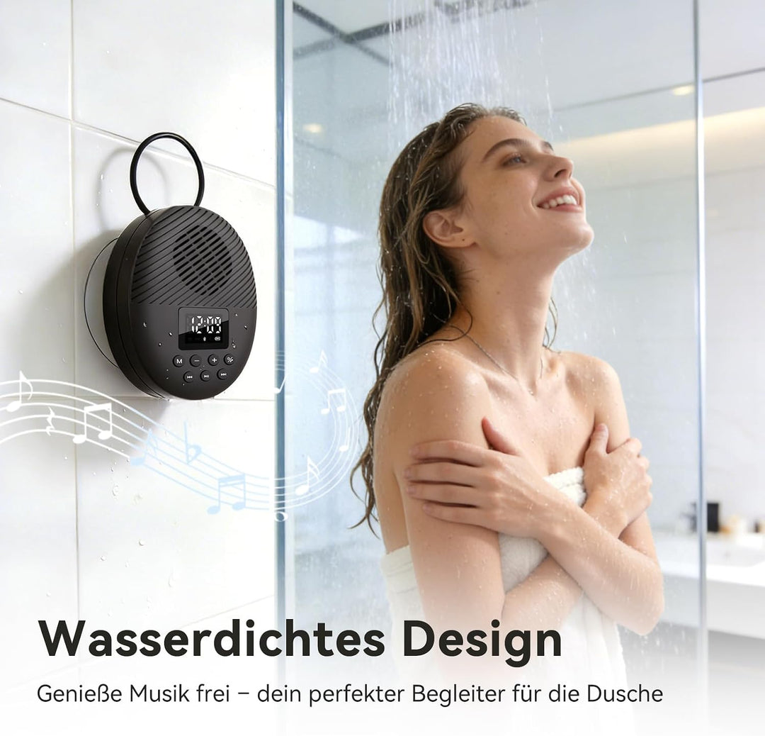 AGPTEK Bluetooth Lautsprecher Tragbare Mini Musikbox Bluetooth 5.4 mit LED Anzeige, FM-Radio & Wecke