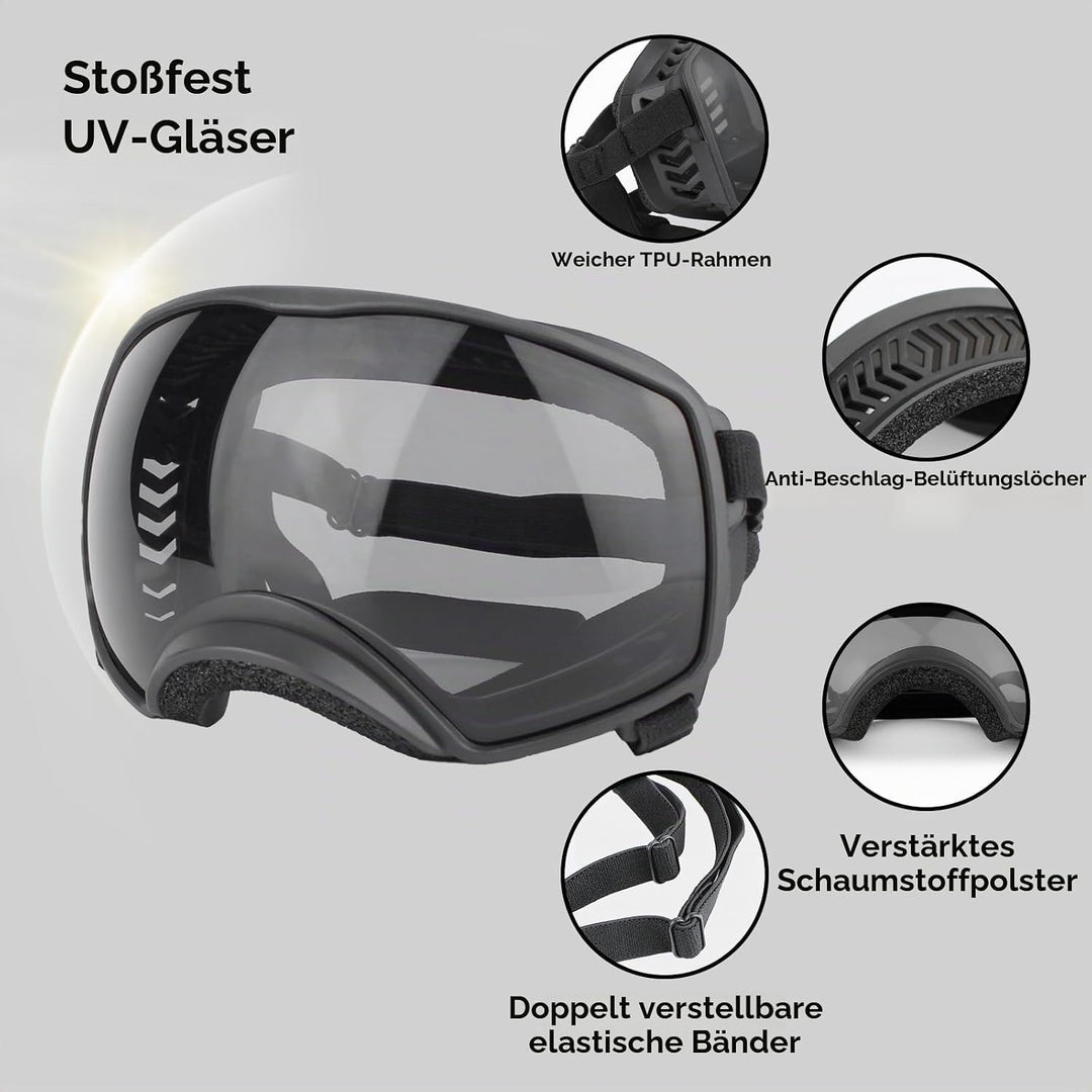 PETLESO Hundebrille Winddichte Hunde Sonnenbrille Hund Schutzbrille mit Verstellbare Band Geeignet f