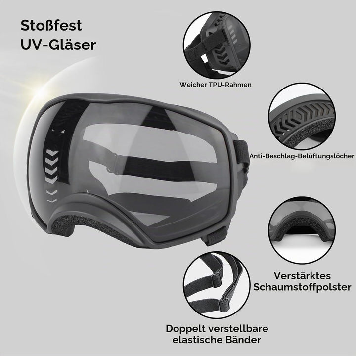 PETLESO Hundebrille Winddichte Hunde Sonnenbrille Hund Schutzbrille mit Verstellbare Band Geeignet f