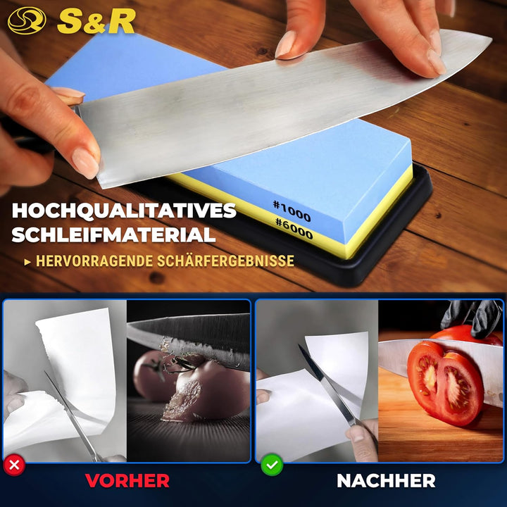 S&R Doppelseitiger Schleifstein, Schruppstein 18 x 6 x 3 cm, Abziehstein, Messerschärfer, Körnung 10