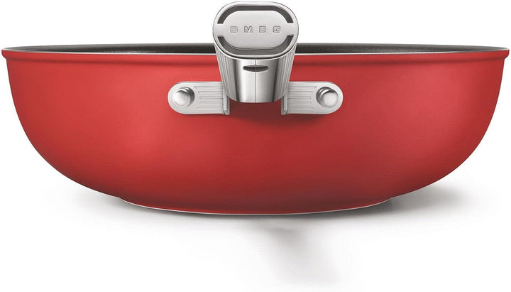 Smeg, CKFW3001RDM, Antihaft-Wok, Durchmesser 30 cm, ergonomischer Edelstahlgriff, für alle Herdarten