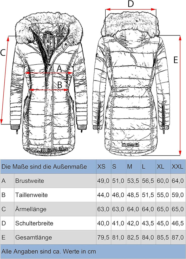 Navahoo Damen Warmer Winter Steppmantel Papaya XS-XXL S Gelb, S Gelb