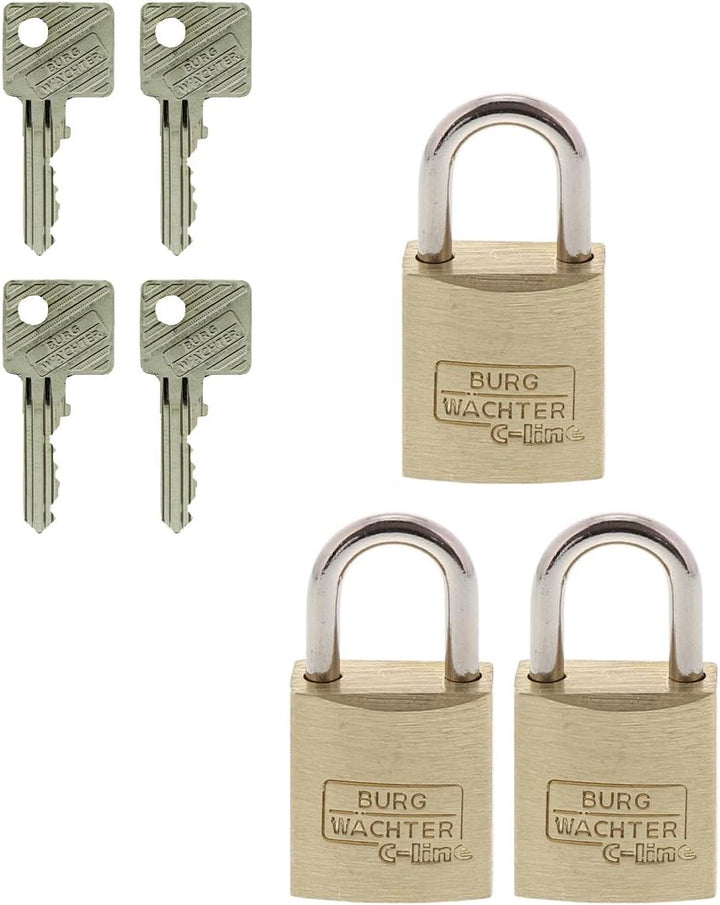 Burg Wächter Vorhangschloss-Set, Messing, Bügelstärke: 3,5 mm Bügelstärke: 3,0 mm, Bügelstärke: 3,0