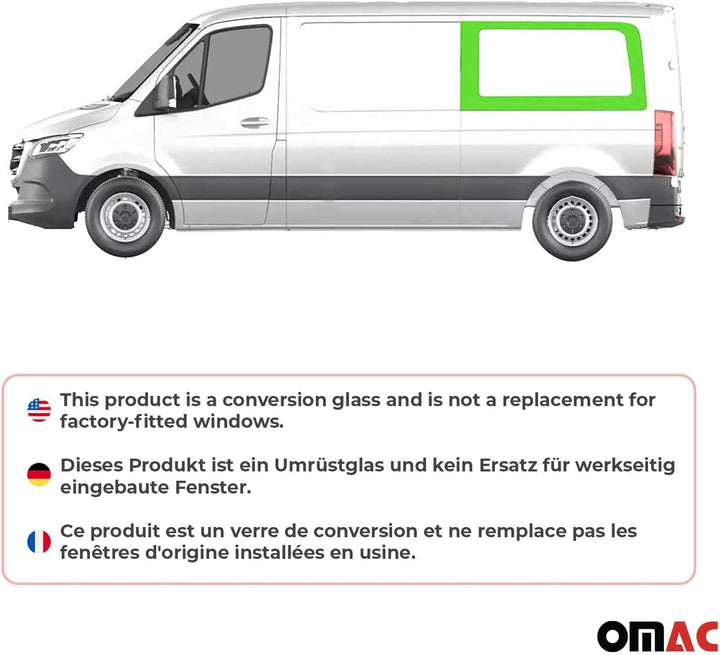 OMAC Seitenfenster Auto Seitenscheibe kompatibel mit Mercedes Sprinter W906 2006-2013 Links L1 L2 |