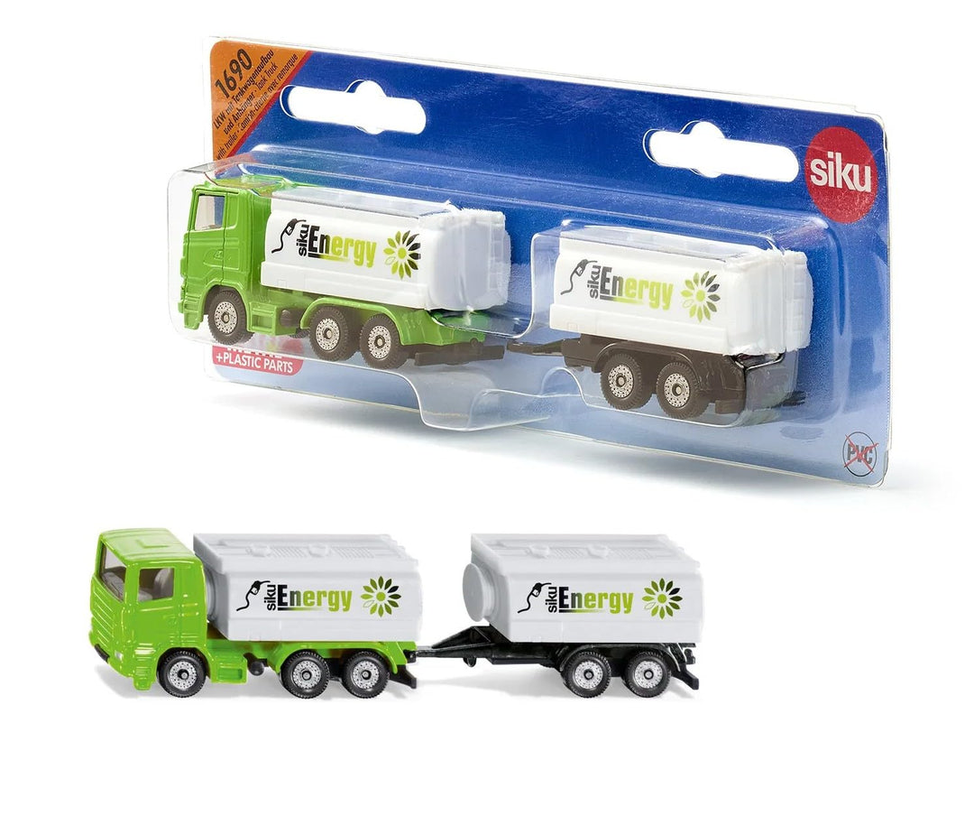 siku 1690, LKW mit Tankwagenaufbau und Anhänger, Metall/Kunststoff, 1:87, Grün/Weiss, Mit Tandemachs