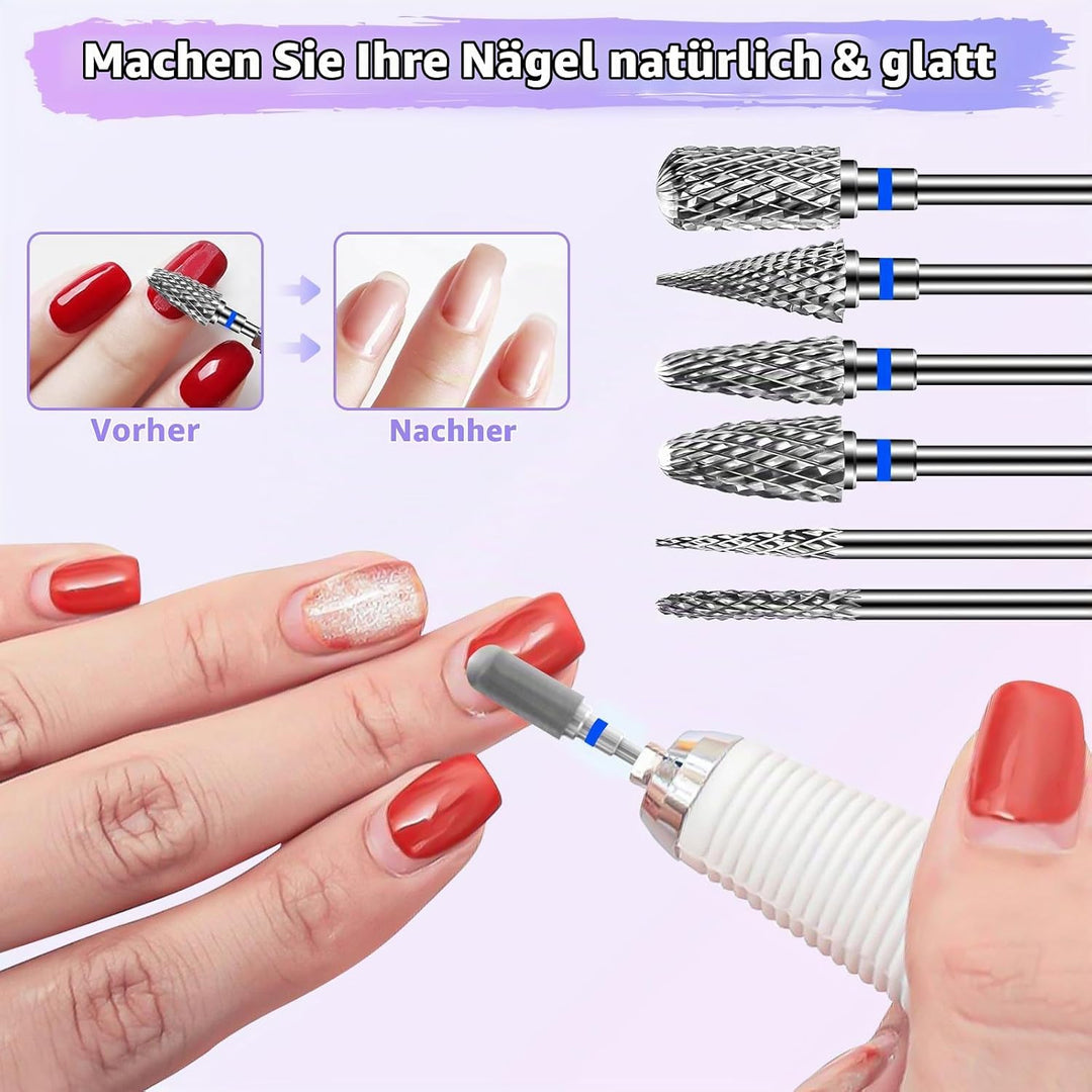 CGBE Nagelfräser Aufsätze Bits für Nagelfräser: 6 Stück Fräser Bits Schleifköpfe Hartmetall Maschine