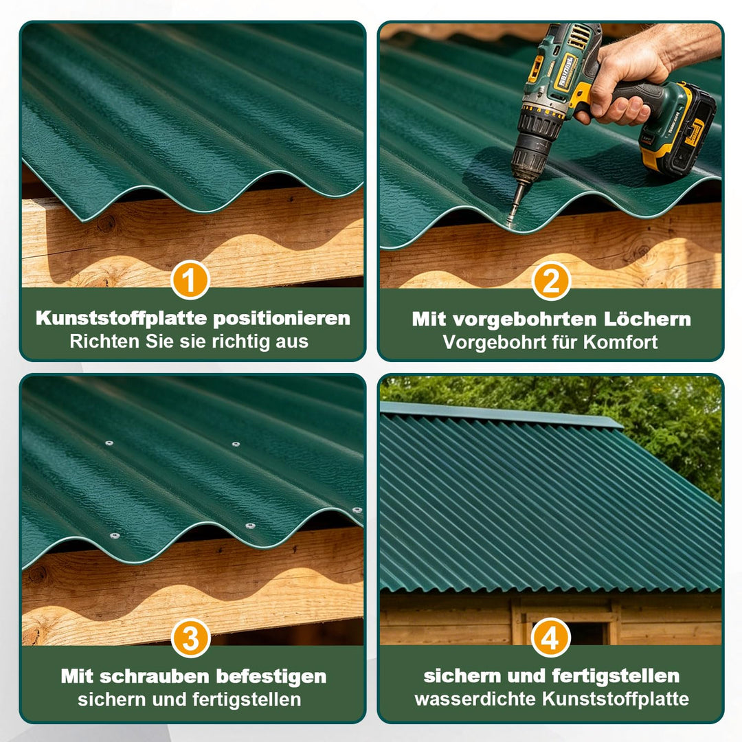 5x Wellblechplatten für Dach, 117 x 93 cm,1,5 mm PVC Wetterfeste Dachplatten Kunststoff,UV-beständig