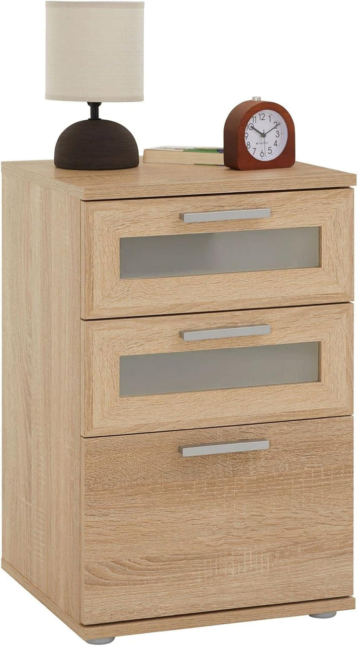 CARO-Möbel Nachttisch für Boxspringbetten Nachtschrank Nachtkommode MARIKE in Sonoma Eiche, mit 3 Sc