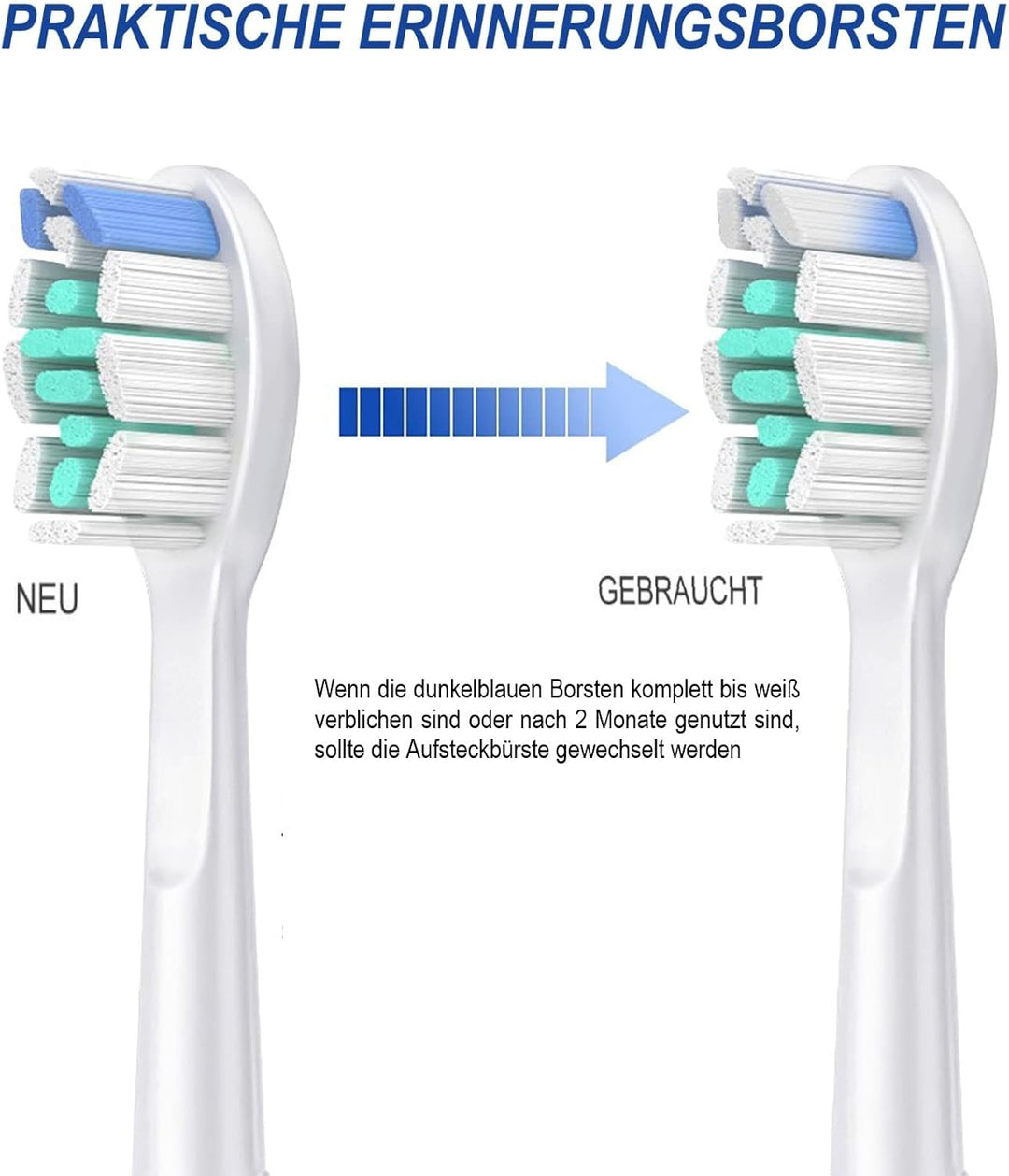 16er Aufsteckbürsten Kompatibel mit Philips Sonicare Elektrische Zahnbürste, 8er Weisse Ersatzbürste
