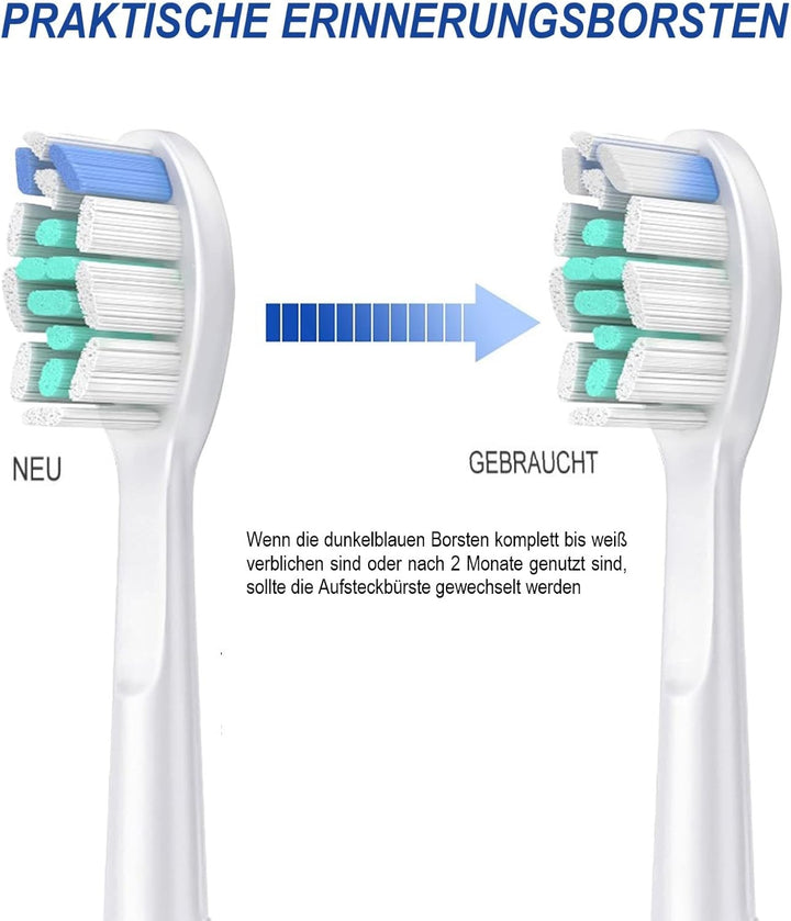16er Aufsteckbürsten Kompatibel mit Philips Sonicare Elektrische Zahnbürste, 8er Weisse Ersatzbürste