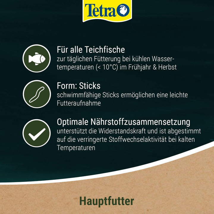 Tetra Pond Wheatgerm Sticks - Ballaststoffreiches Fischfutter für alle Teichfische, besonders geeign