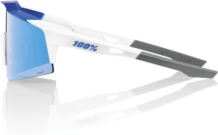100% GAFAS Speedraft SL - Matt Weiss/Metallic Blau - Hiper Blue Multilayer Mirror Linsen