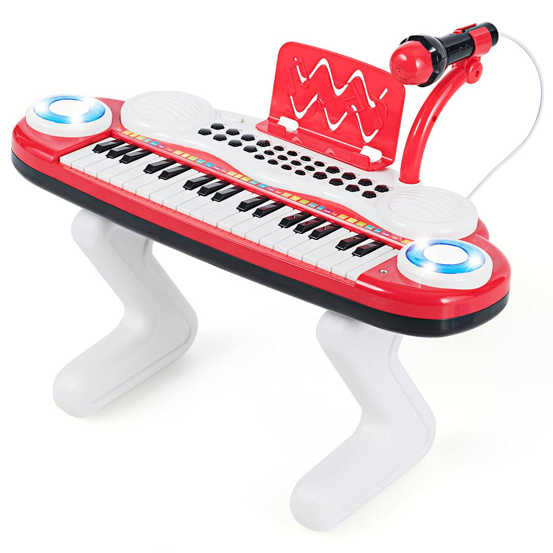 GOPLUS 37 Tasten Kinderklavier, Kinder Keyboard mit Mikrofon & Notenständer, Spielzeug Piano mit Lic