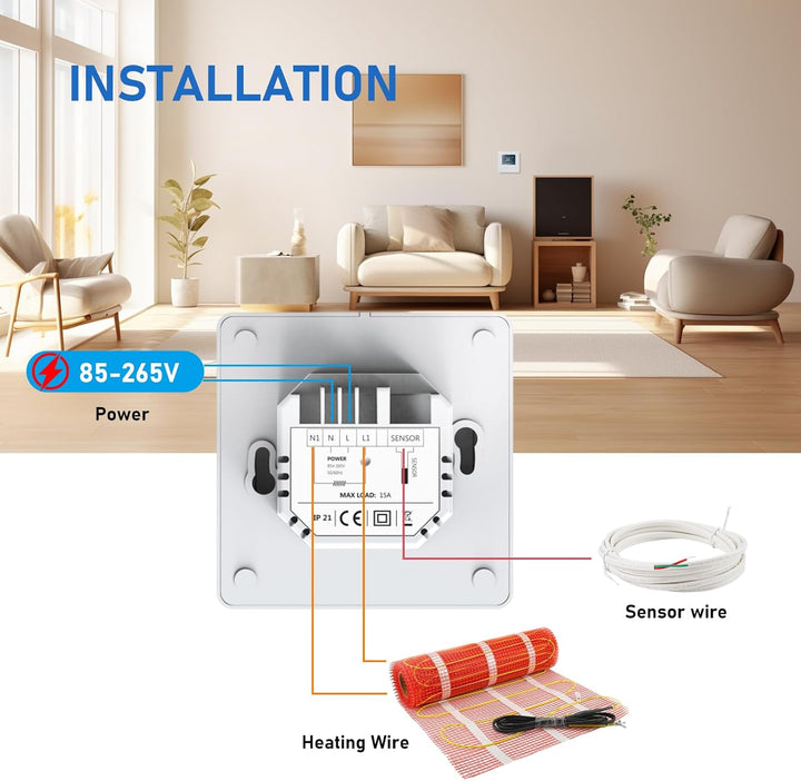 Underfloor Heating Thermostat Digital Temperature Controller Weekly Circulation Programmable Floor S