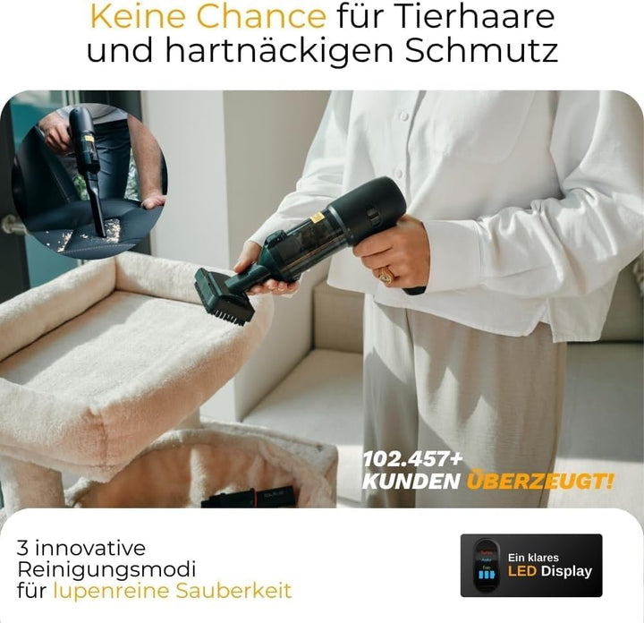 Turbotastic Pro 2 Handstaubsauger – 120W, 18.000Pa, bis 60 Min Laufzeit, HEPA-Filter, LED-Display, 4