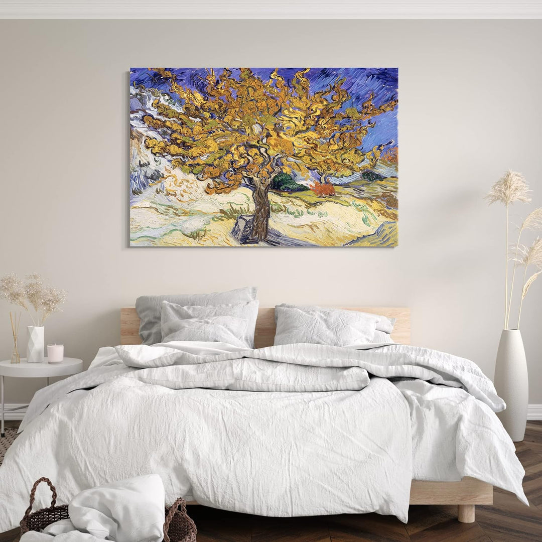 Printed Paintings Leinwand (100x70cm): Vincent Van Gogh - Maulbeerbaum (1889) 100x70 cm, 100x70 cm