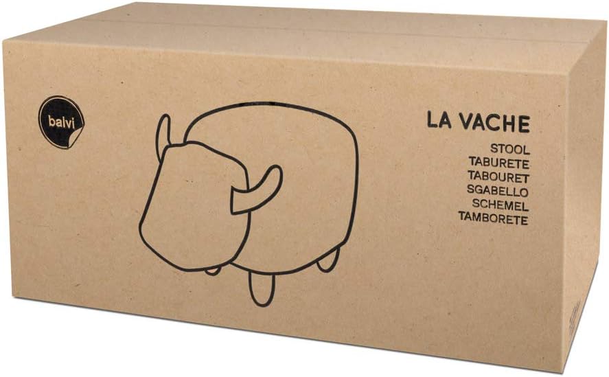 balvi Hocker La Vache Farbe Schwarz In Form Einer Kuh Holzbeine Kunstleder/Holz, Schwarz