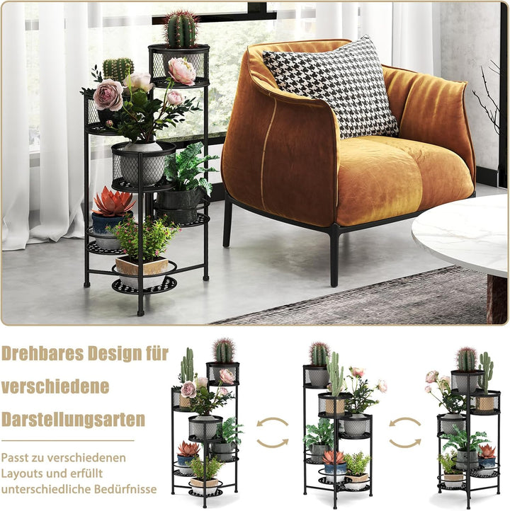 RELAX4LIFE Pflanzenständer Metall, Blumentopfhalter 6 Stufen, Blumenständer mit Drehbarem Design, Bl