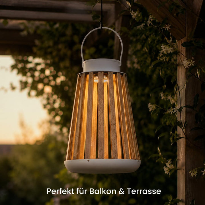 Star LED-Solar-Laterne 'Catania', Holz/Metall, 19x28cm,