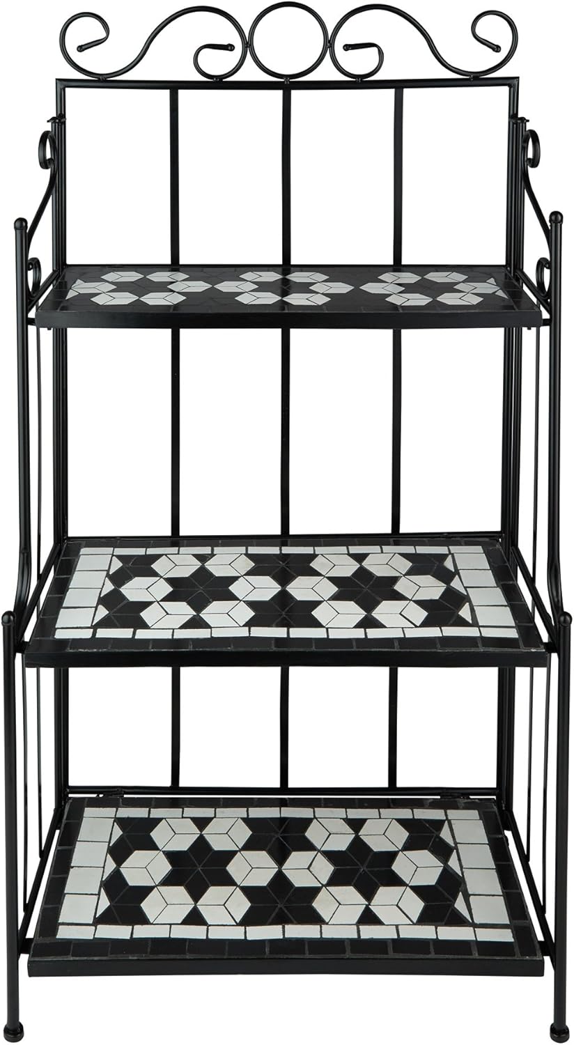 tectake 800572 - Metallregal Mosaik, 3 Regalfächer aus Steinmosaik, geschwungener Metallrahmen - Div