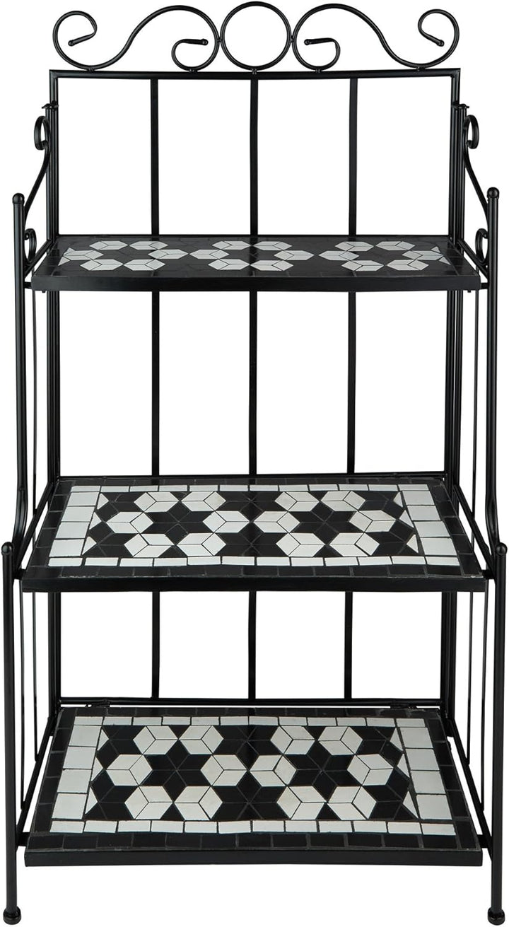 tectake 800572 - Metallregal Mosaik, 3 Regalfächer aus Steinmosaik, geschwungener Metallrahmen - Div