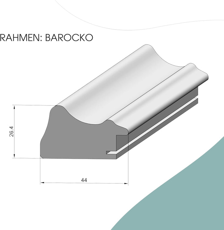 Picati Spiegelrahmen Barocko inkl. Spiegel | Aluminium Vintage | Spiegelmass: 40x40cm | zzgl. 7,8 cm