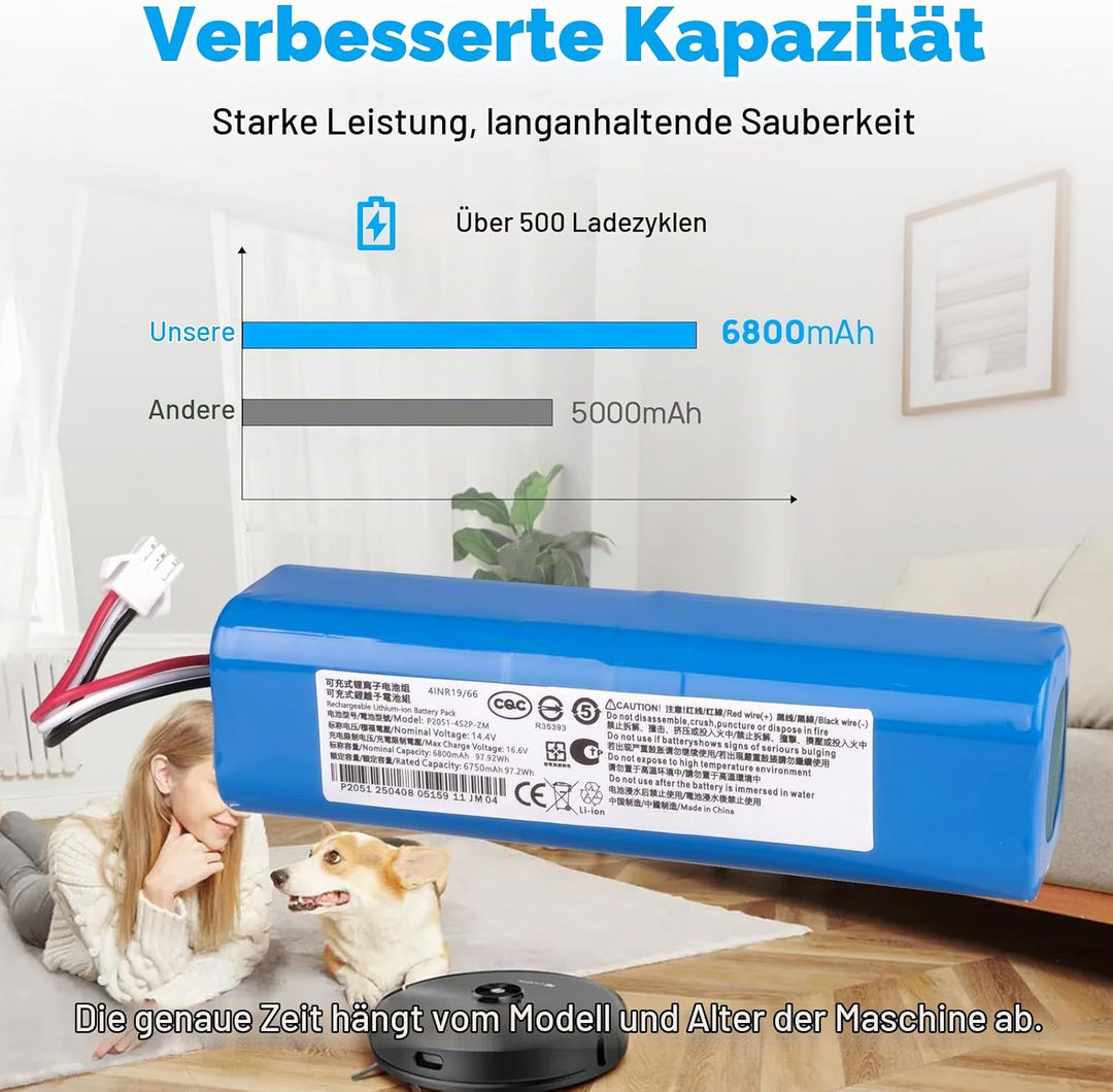 6800 mAh Akku Kompatibel mit Proscenic M7 Pro M8 Pro M7 Max, Uoni V980 Max, V980 Plus, AIRROBO T9+ T