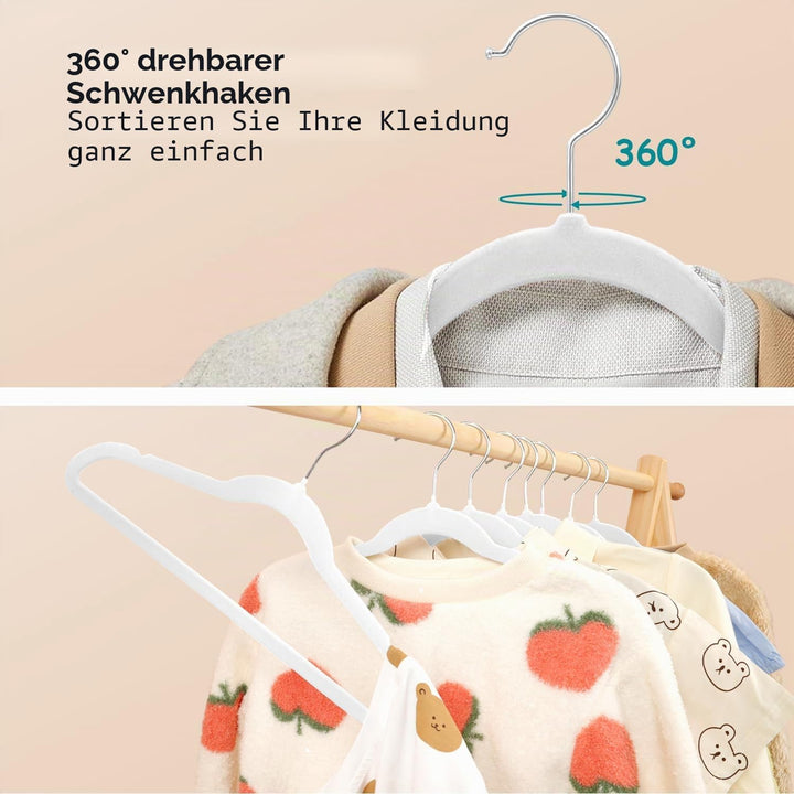 Stormix Kinder Kleiderbügel 32er-Pack, 35cm rutschfeste Kleiderbügel für Kinder, Samt-Kleiderbügel m