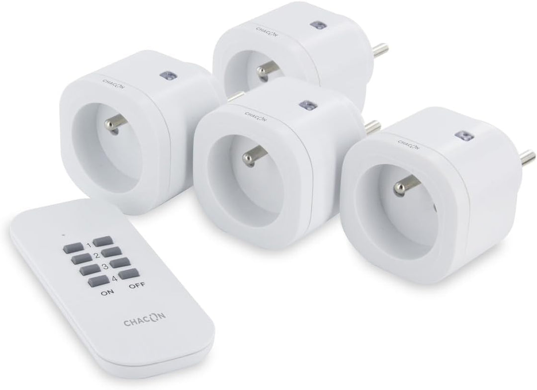 Set mit 4 Mini-Steckdosen On/Off und Fernbedienung