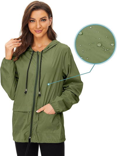 PONCEAU Regenjacke Damen Wasserdicht Windbreaker Atmungsaktiv bergangsjacke Regencape Leichte Jacke